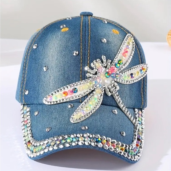 Dragonfly Patch Denim Baseball Cap - Picture 2 of 5